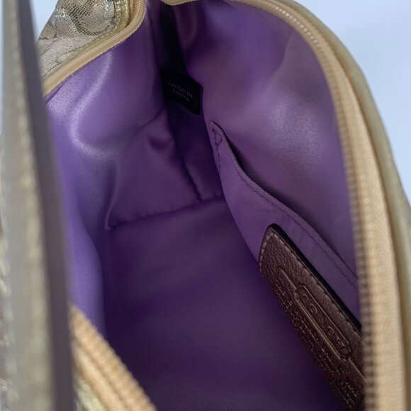 COACH Mini Signature Optic Lurex 40958 Shoulder Handbag Gold/Silver NO Tag EUC - Picture 7 of 13